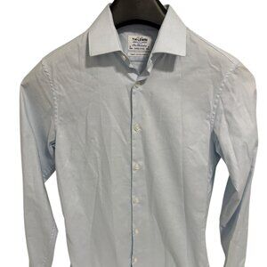 T.M. Lewin Men’s Shirt 15 34 Super Fitted Finest Cotton Stretch Light Blue